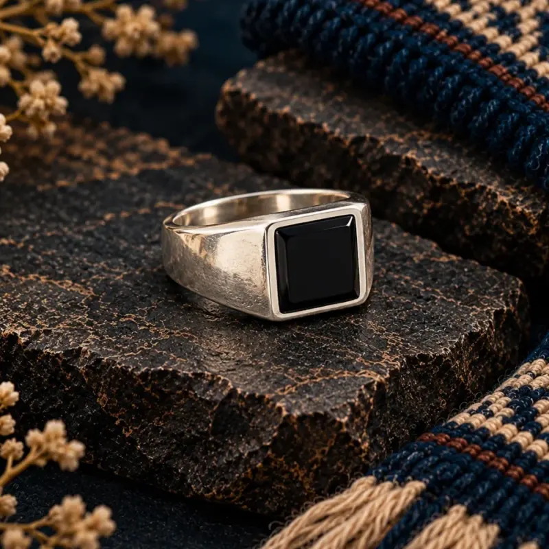 Anillo Sello Ónix Cincelado