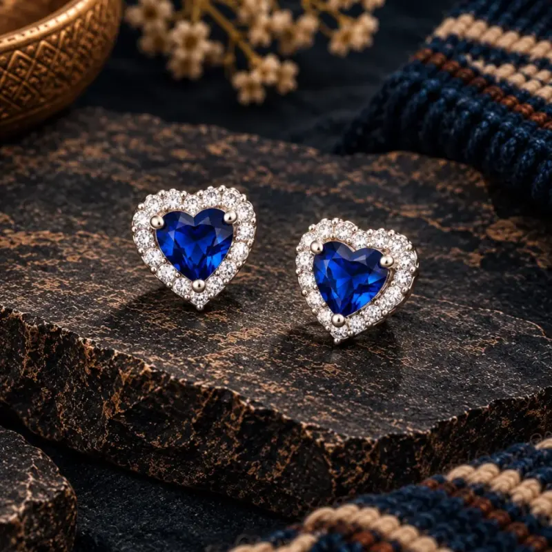 Aretes Corazón Zafiro