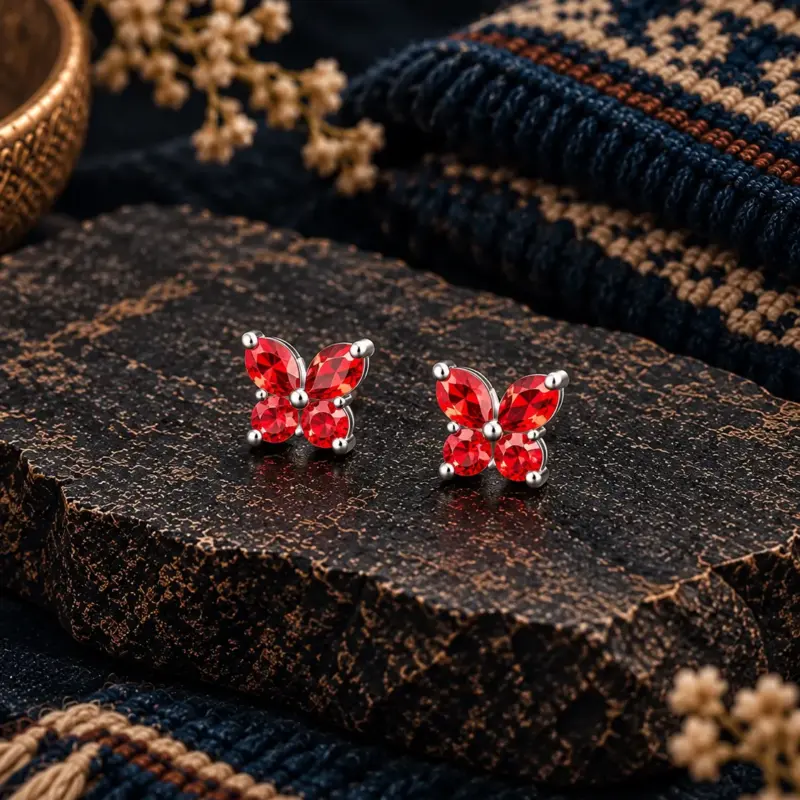 Aretes Mariposa Roja